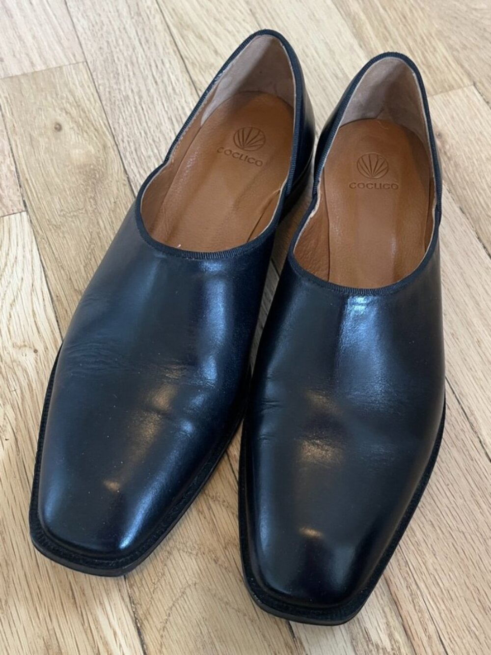 Coclico Jackie Opera Flat in Black Leather Size 38 1/2